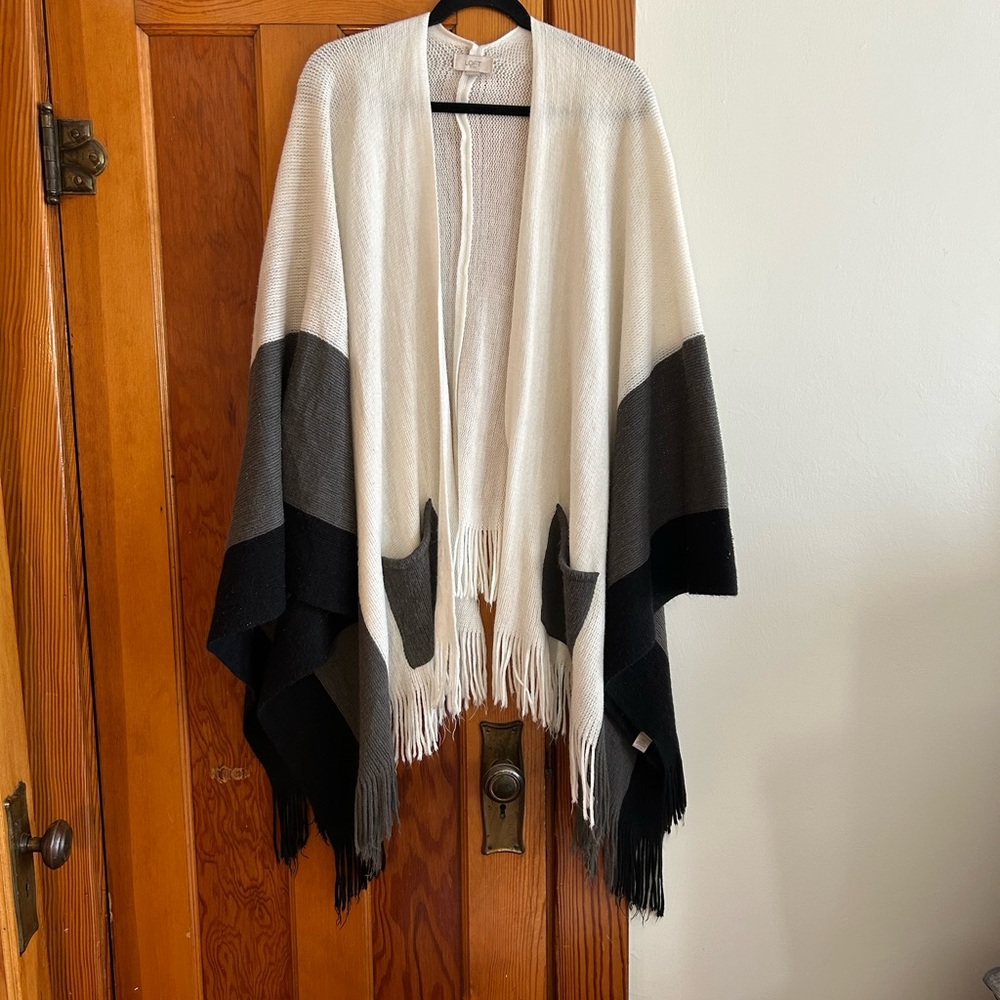 LOFT Cream Knit Poncho